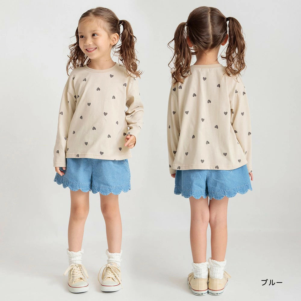Japanese children's clothing Branches scallop silk layered waist top 90-150cm girls summer TOPS