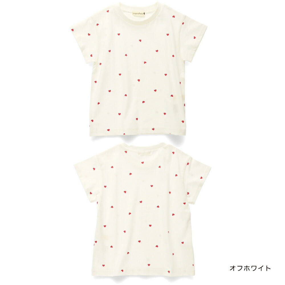 Japanese children's clothing Branches heart short-sleeved top 80-130cm girls summer TOPS