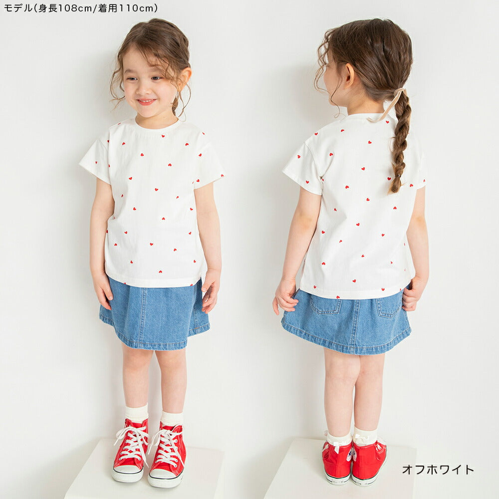 Japanese children's clothing Branches heart short-sleeved top 80-130cm girls summer TOPS