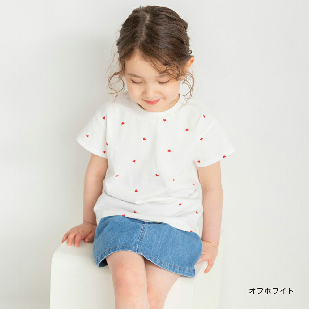 Japanese children's clothing Branches heart short-sleeved top 80-130cm girls summer TOPS