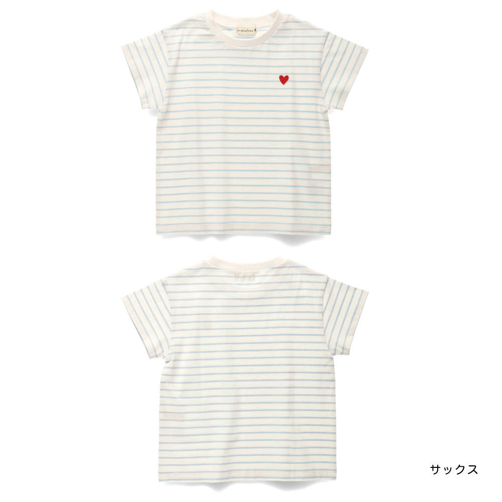 Japanese children's clothing Branches heart short-sleeved top 80-130cm girls summer TOPS