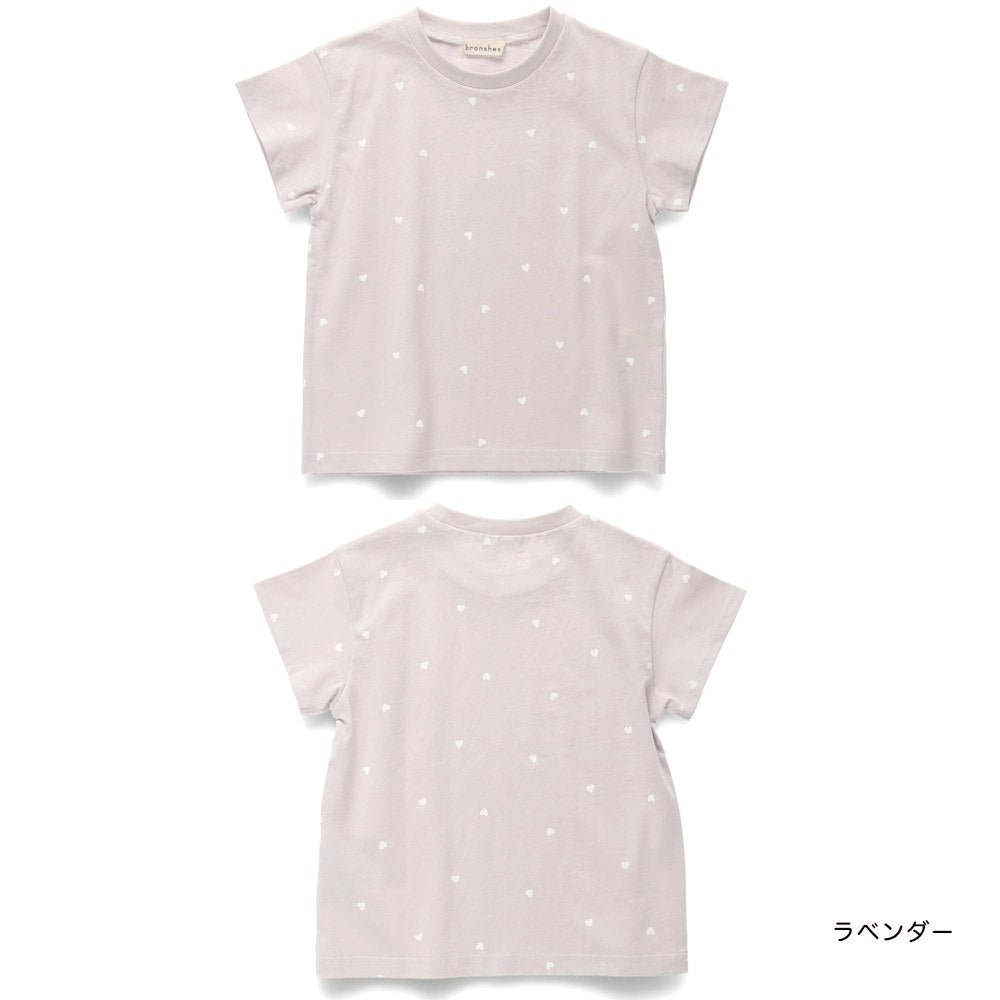 Japanese children's clothing Branches heart short-sleeved top 80-130cm girls summer TOPS