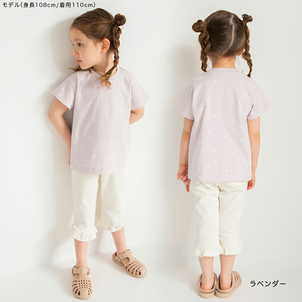 Japanese children's clothing Branches heart short-sleeved top 80-130cm girls summer TOPS