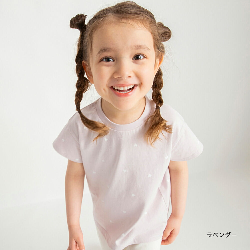 Japanese children's clothing Branches heart short-sleeved top 80-130cm girls summer TOPS