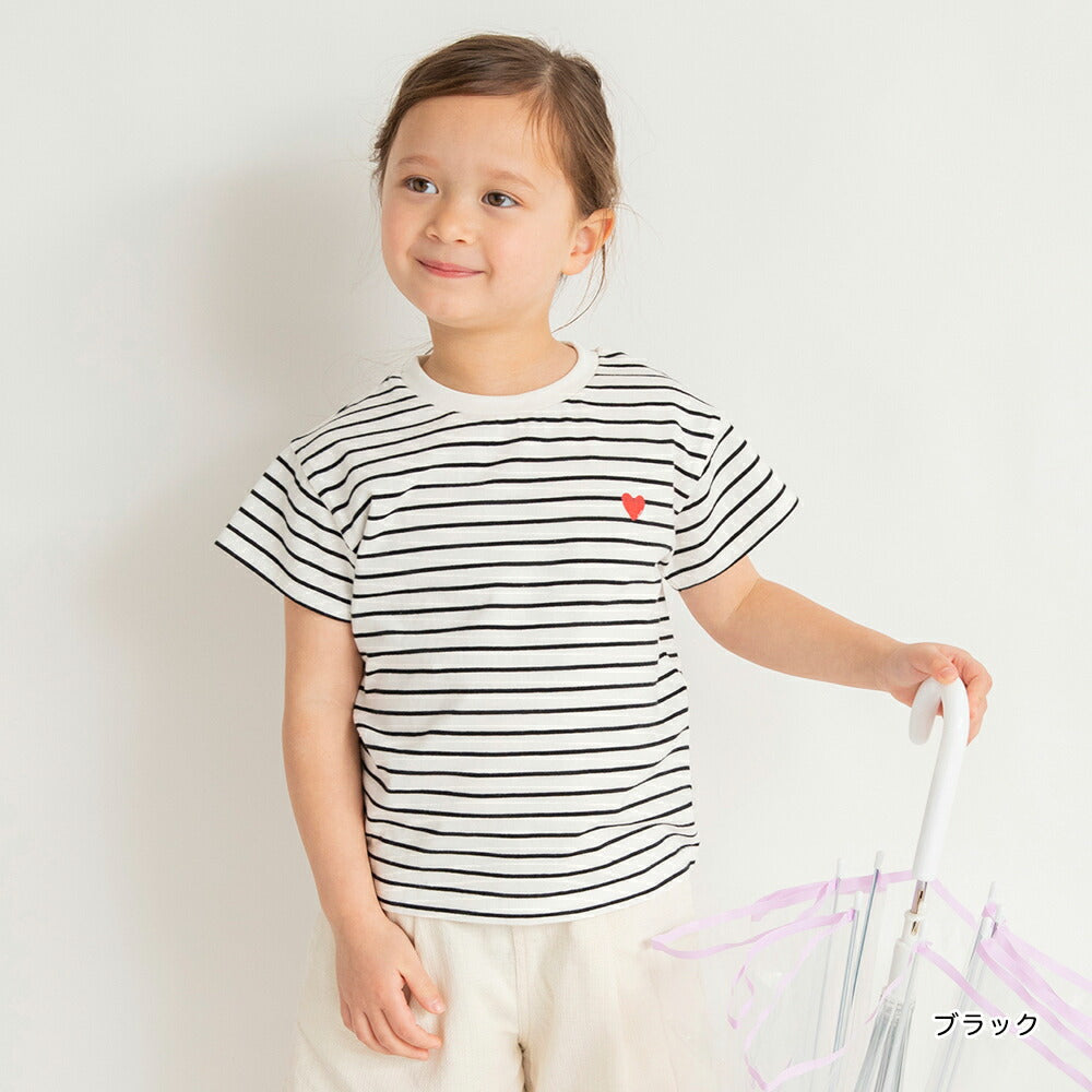 Japanese children's clothing Branches heart short-sleeved top 80-130cm girls summer TOPS