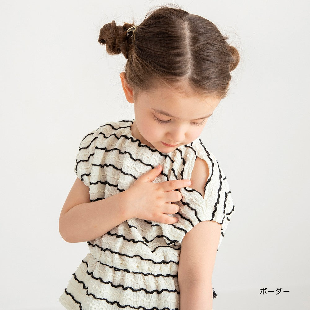 Japanese children's clothing Branches jacquard off-the-shoulder top 80-150cm girls summer TOPS