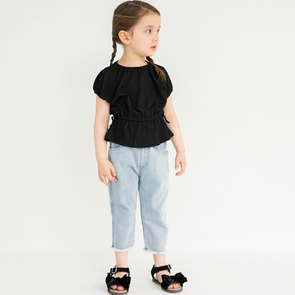 Japanese children's clothing Branches jacquard off-the-shoulder top 80-150cm girls summer TOPS