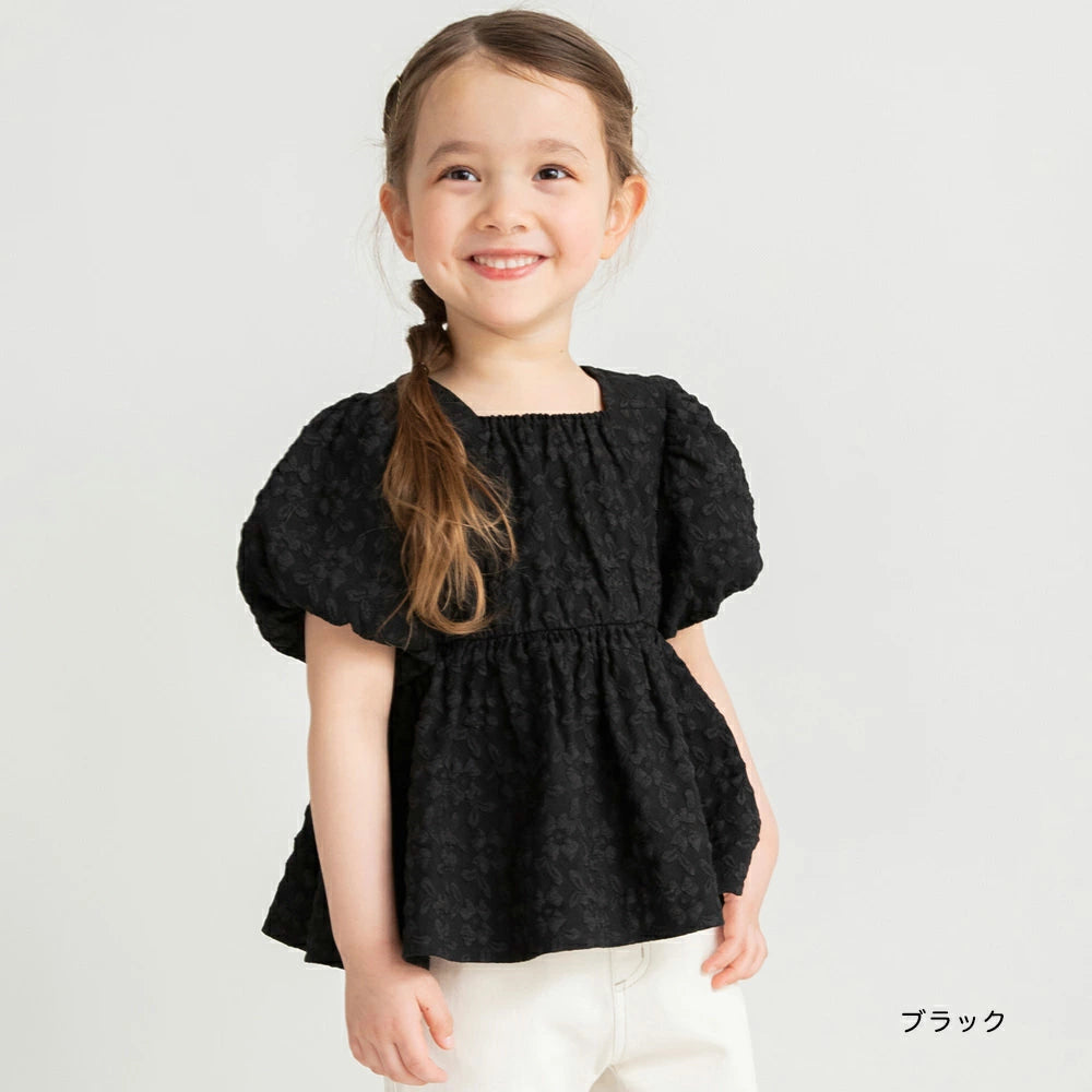 Japanese children's clothing Branches scallop silk layered waist top 90-150cm girls summer TOPS