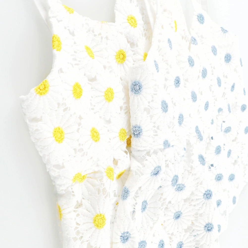 Japanese children's clothing Branches floral lace camisole top 90-150cm girls summer TOPS