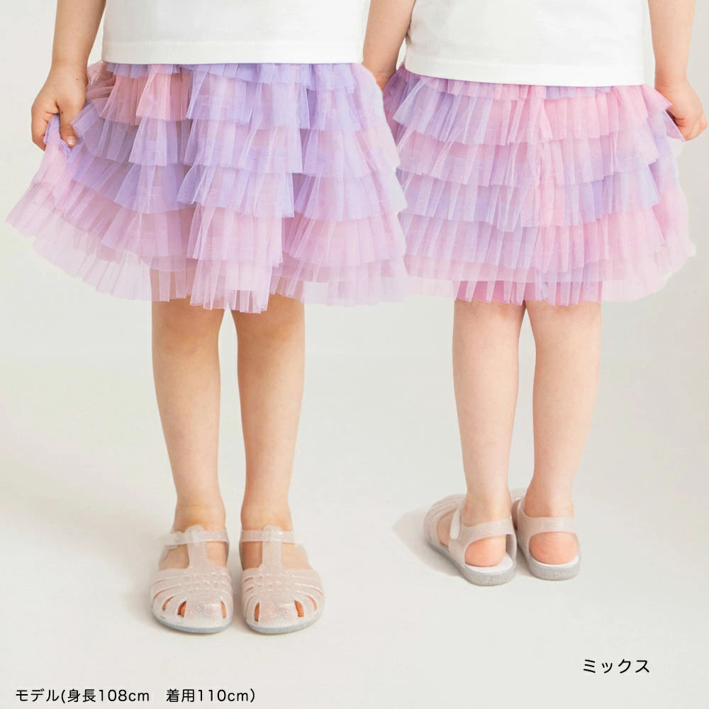 Japanese children's clothing Branches mesh skirt 90-135cm girls summer SKIRTS
