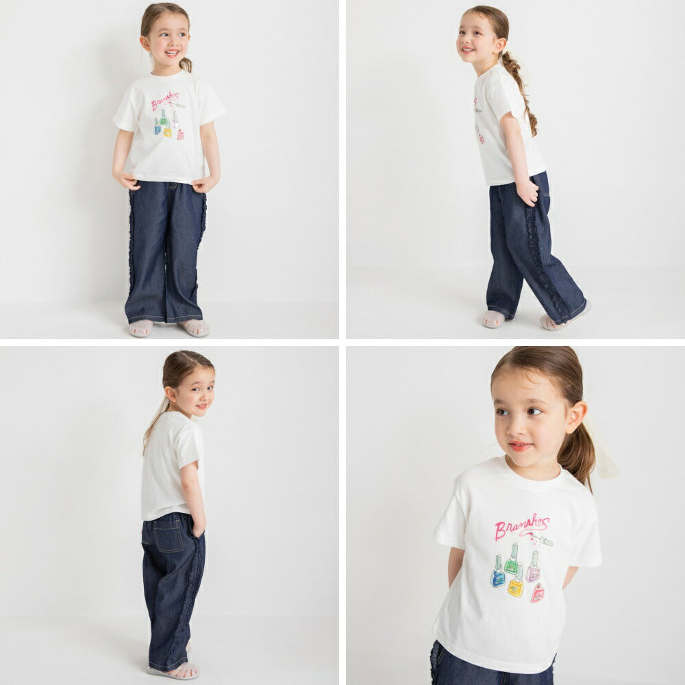 Japanese children's clothing Branches printed tops 80-150cm girls summer TOPS