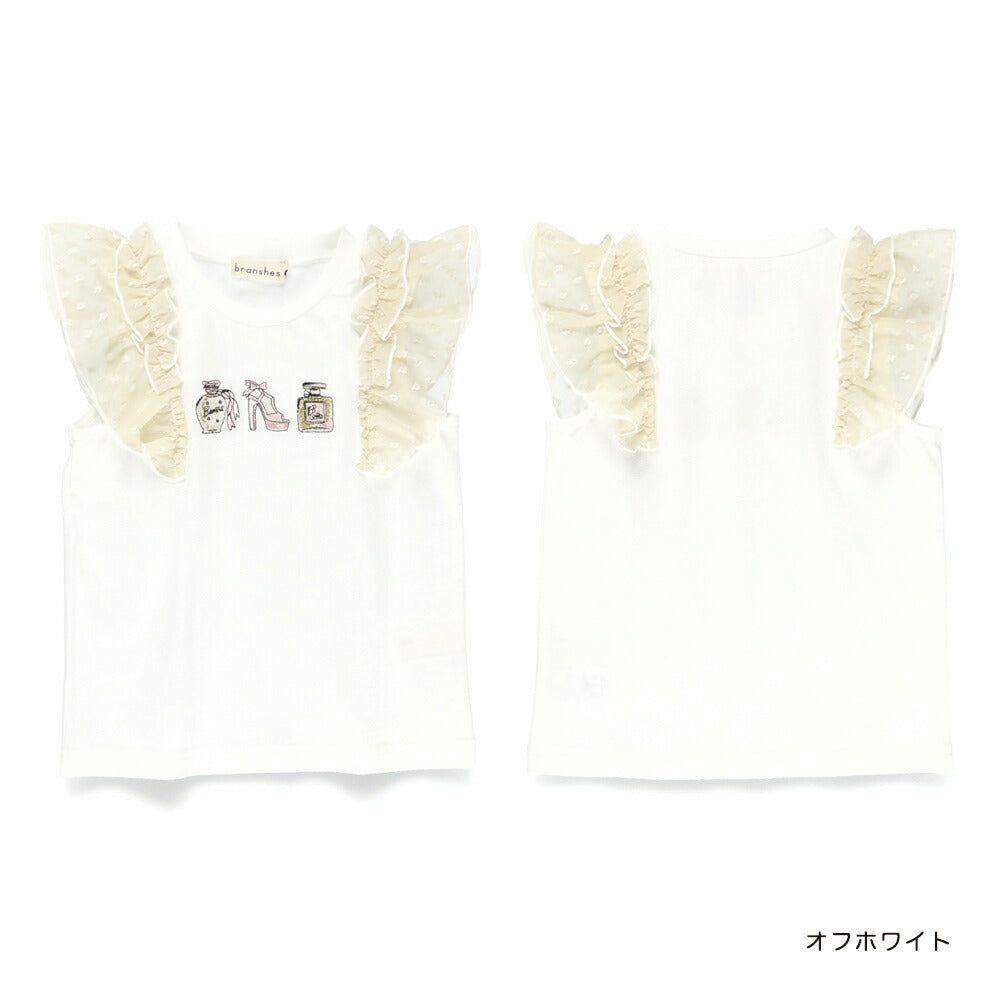 Japanese children's clothing Branches chiffon sleeve vest 80-150cm girls summer TOPS