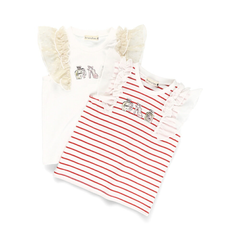 Japanese children's clothing Branches chiffon sleeve vest 80-150cm girls summer TOPS