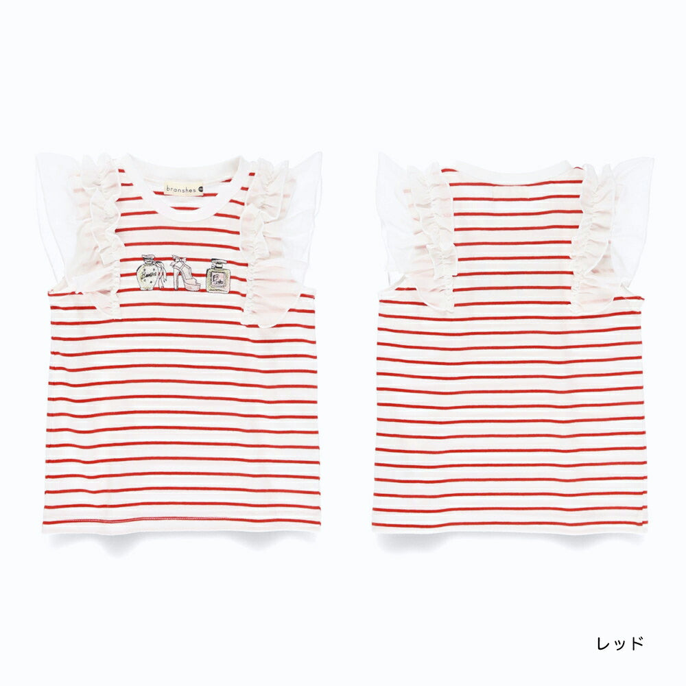 Japanese children's clothing Branches chiffon sleeve vest 80-150cm girls summer TOPS