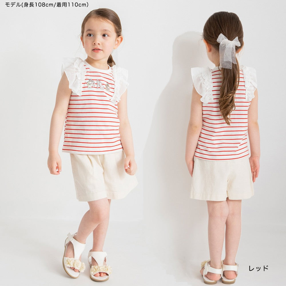 Japanese children's clothing Branches chiffon sleeve vest 80-150cm girls summer TOPS