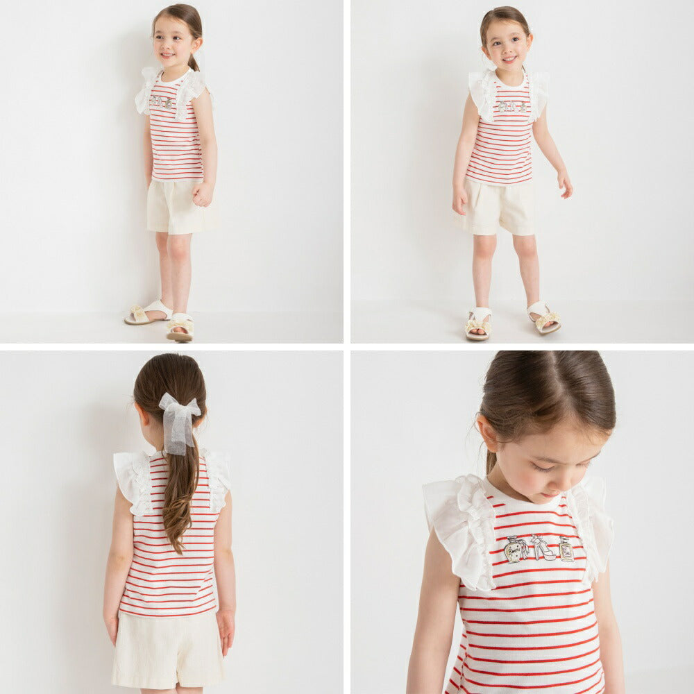 Japanese children's clothing Branches chiffon sleeve vest 80-150cm girls summer TOPS