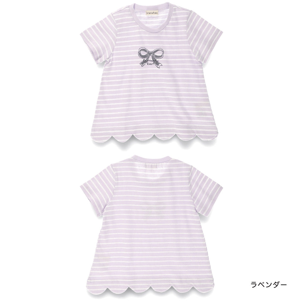 Japanese children's clothing Branches wave edge printed top 80-150cm girls summer TOPS