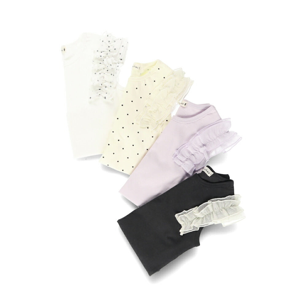 Japanese children's clothing Branches lotus leaf chiffon shoulder sleeve vest 80-150cm girls summer TOPS