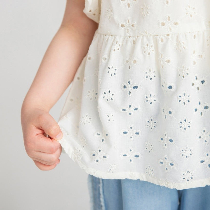 Japanese children's clothing Branches scallop silk layered waist top 90-150cm girls summer TOPS