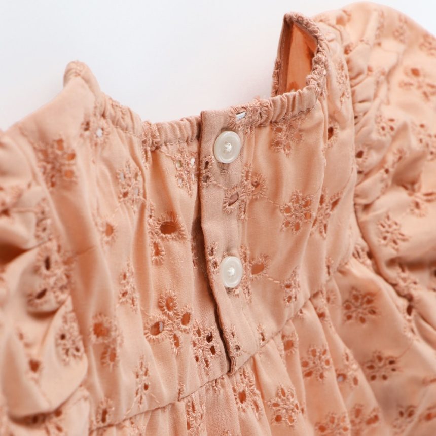 Japanese children's clothing Branches scallop silk layered waist top 90-150cm girls summer TOPS