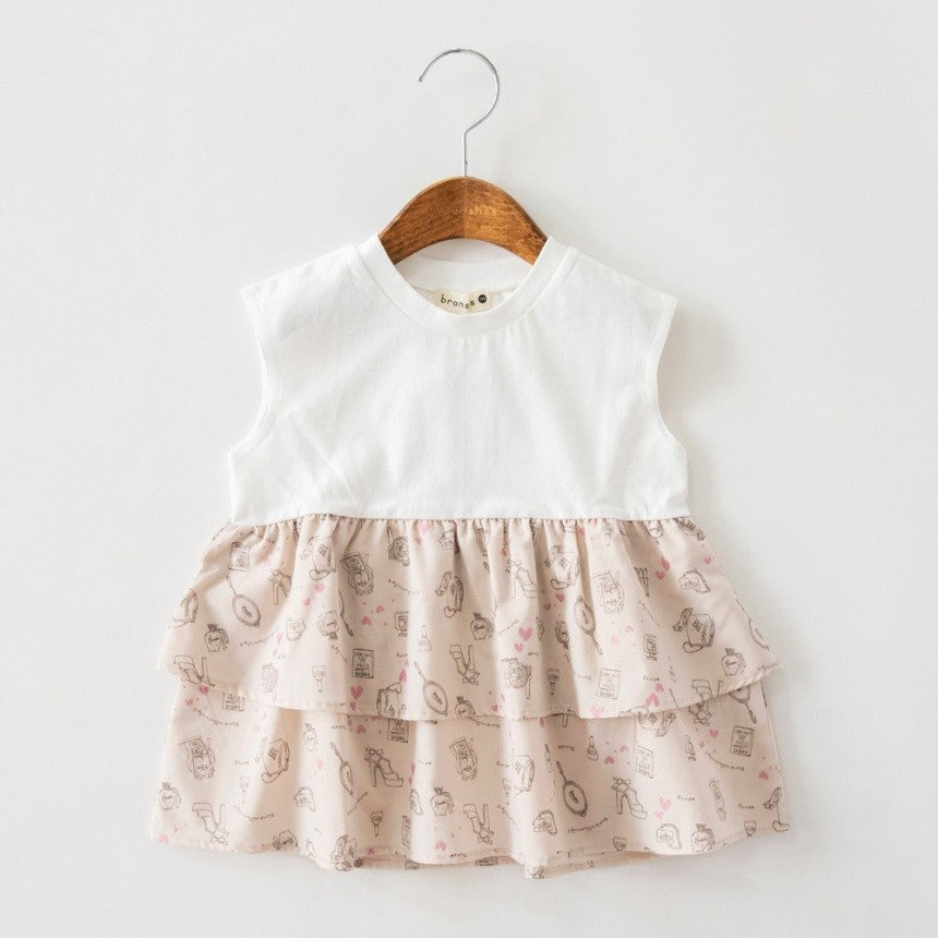 Japanese children's clothing Branches printed layered vest 80-150cm girls summer TOPS