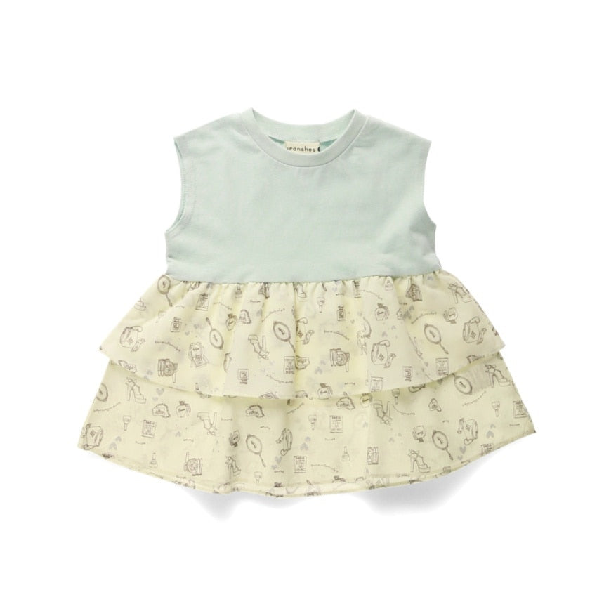 Japanese children's clothing Branches printed layered vest 80-150cm girls summer TOPS