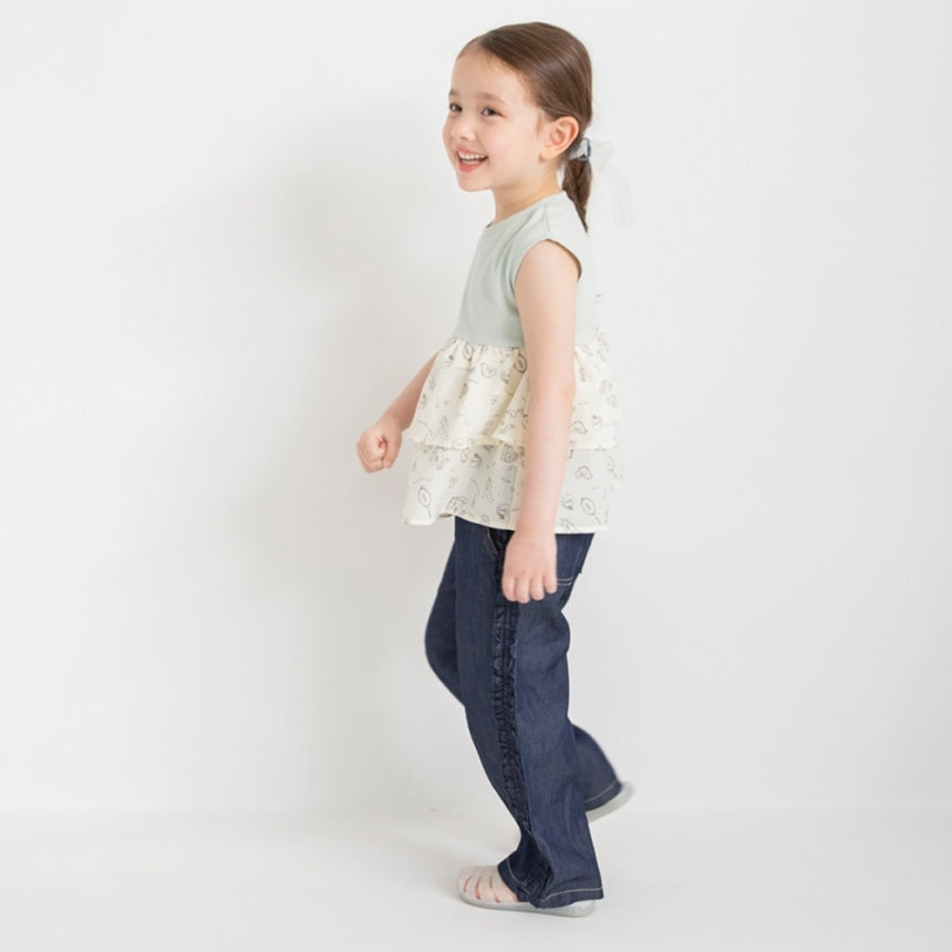 Japanese children's clothing Branches printed layered vest 80-150cm girls summer TOPS