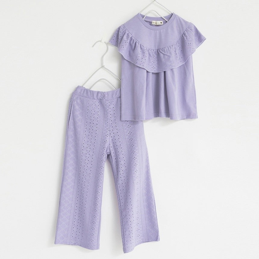Japanese children's clothing Branches lace hollow two-piece suit 80-150cm girls summer TOPS PANTS