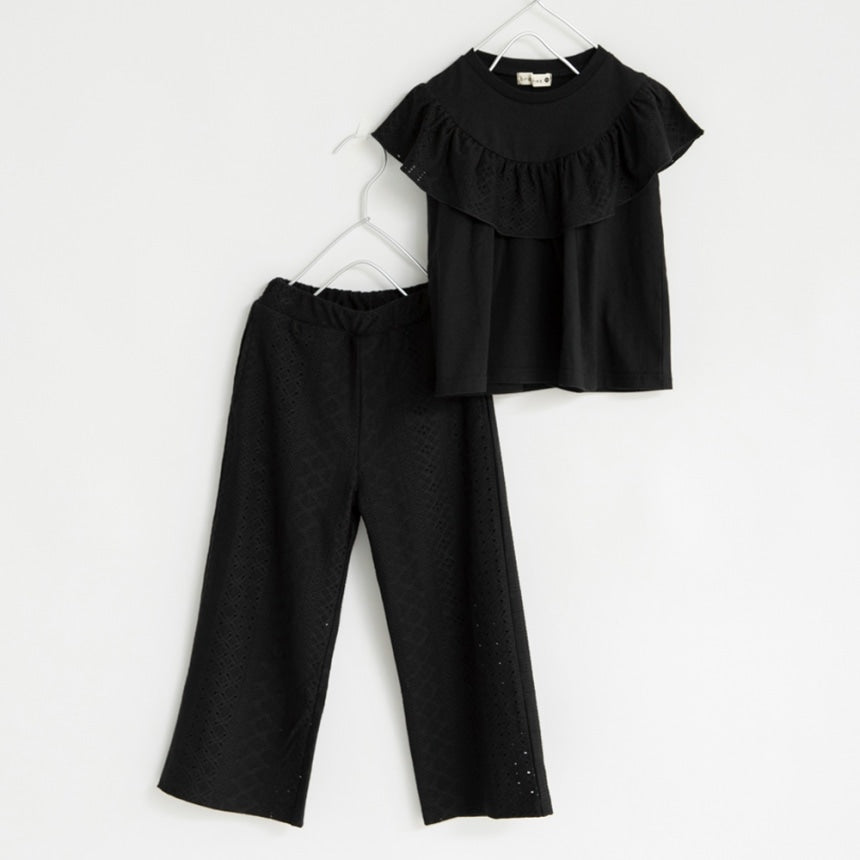 Japanese children's clothing Branches lace hollow two-piece suit 80-150cm girls summer TOPS PANTS