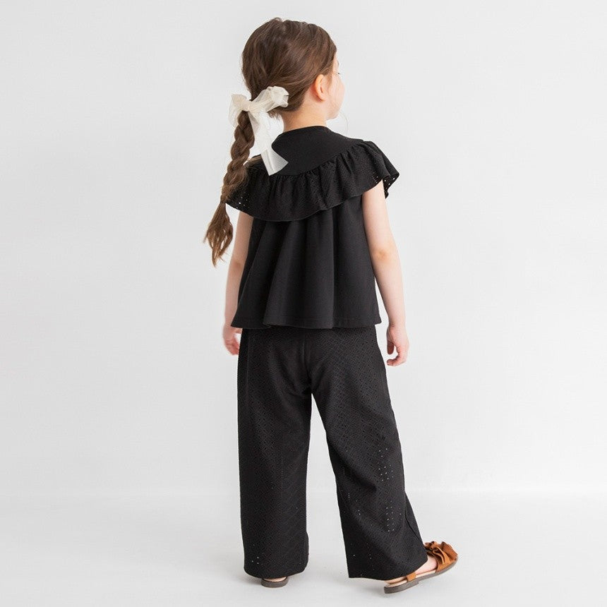 Japanese children's clothing Branches lace hollow two-piece suit 80-150cm girls summer TOPS PANTS