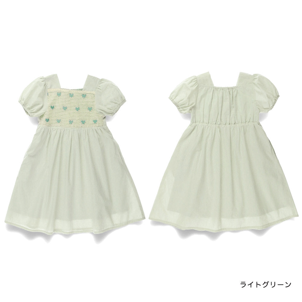 Japanese Children's Clothing Branches Heart Embroidered Dress 90-130cm Girls Summer Dresses