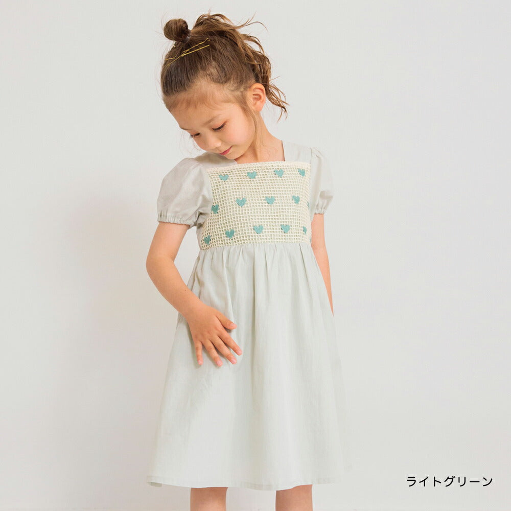 Japanese Children's Clothing Branches Heart Embroidered Dress 90-130cm Girls Summer Dresses