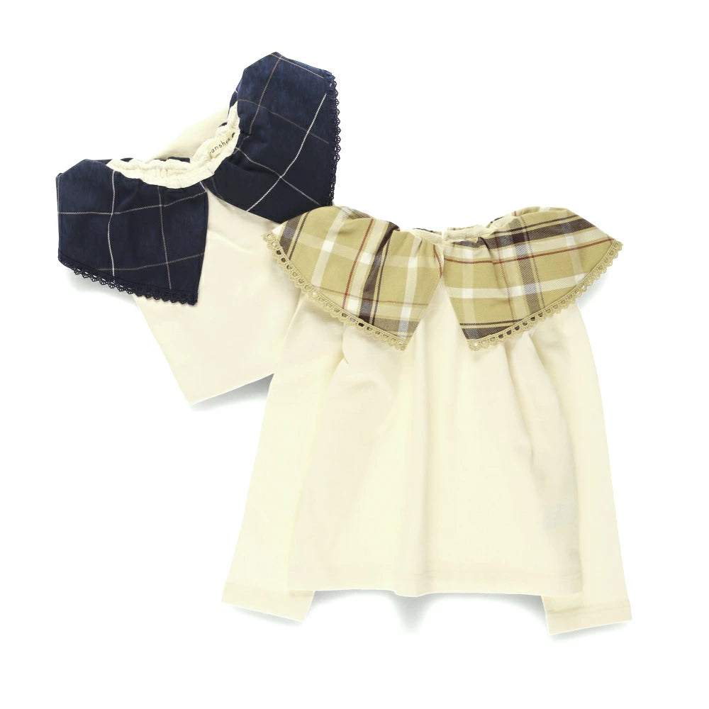 日本童裝 Branshes 格紋領上衣 80-150cm 女童款 秋季 TOPS