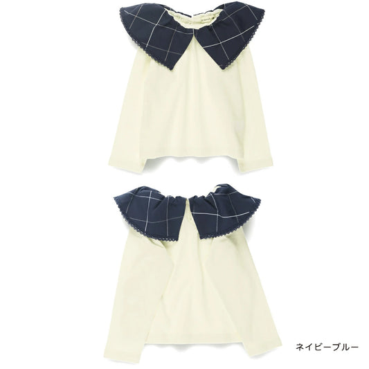 日本童裝 Branshes 格紋領上衣 80-150cm 女童款 秋季 TOPS