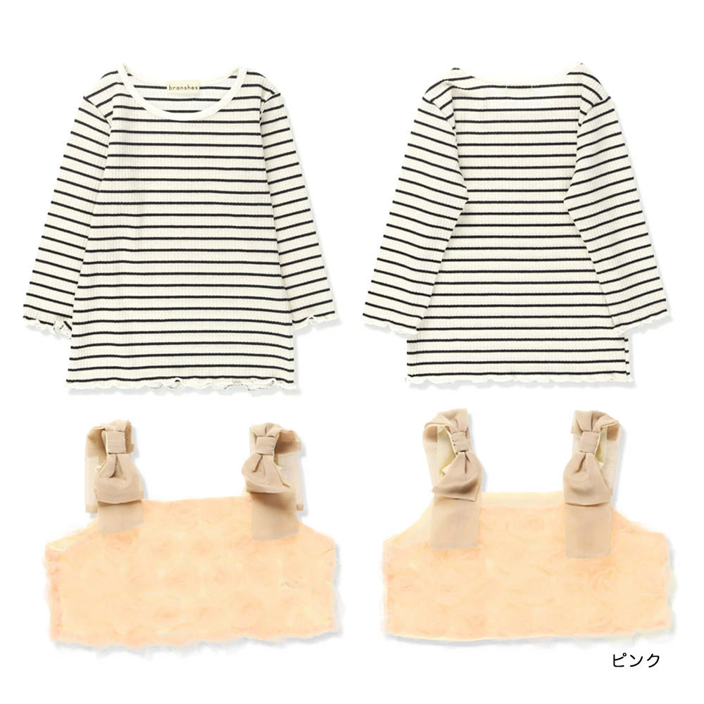 Japanese children's clothing Branches scallop silk layered waist top 90-150cm girls summer TOPS