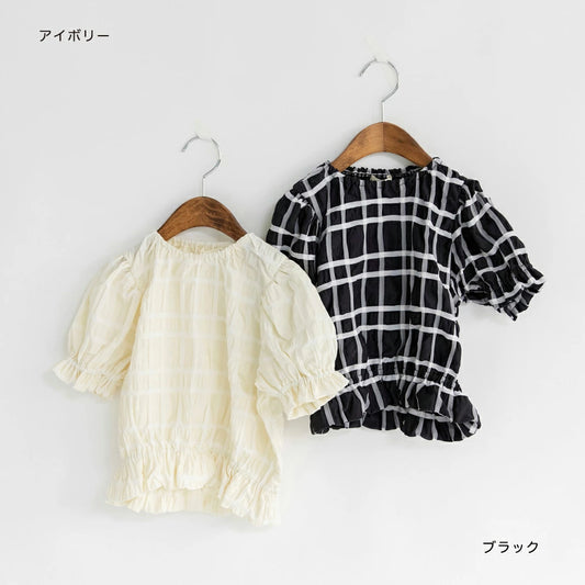 日本童裝 Branshes 打纜格紋上衣 80-150cm 女童款 秋季 TOPS