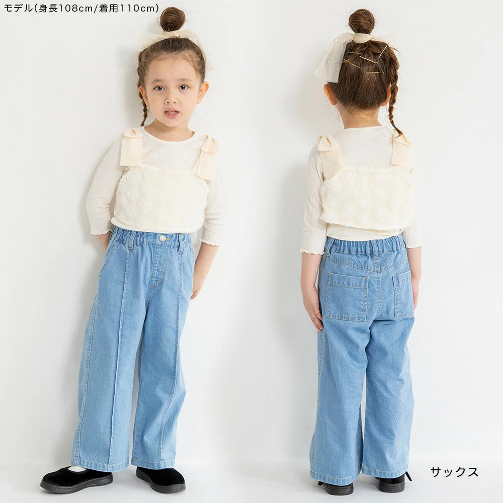 Japanese children's clothing Branches scallop silk layered waist top 90-150cm girls summer TOPS