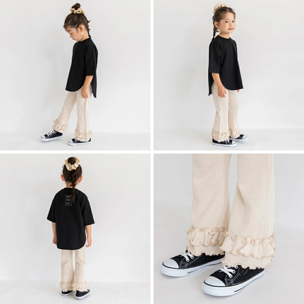 Japanese children's clothing Branches scallop silk layered waist top 90-150cm girls summer TOPS