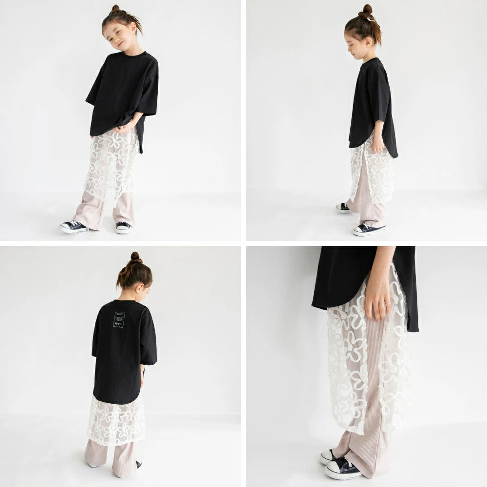 Japanese children's clothing Branches scallop silk layered waist top 90-150cm girls summer TOPS