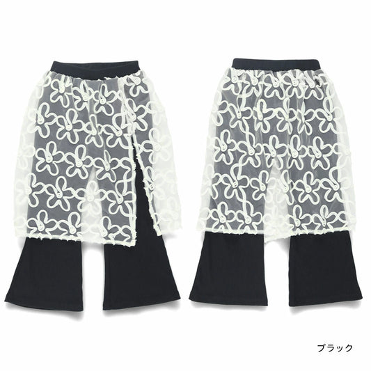 日本童裝 Branshes 花花蕾絲拼接假兩件長褲 90-150cm 女童款 秋季 PABTS