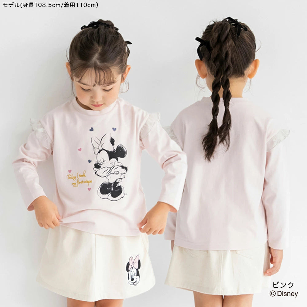 日本童裝 Branshes x Disney 印花長袖上衣 80-150cm 女童款 秋季 TOPS