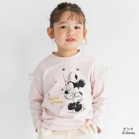 日本童裝 Branshes x Disney 印花長袖上衣 80-150cm 女童款 秋季 TOPS
