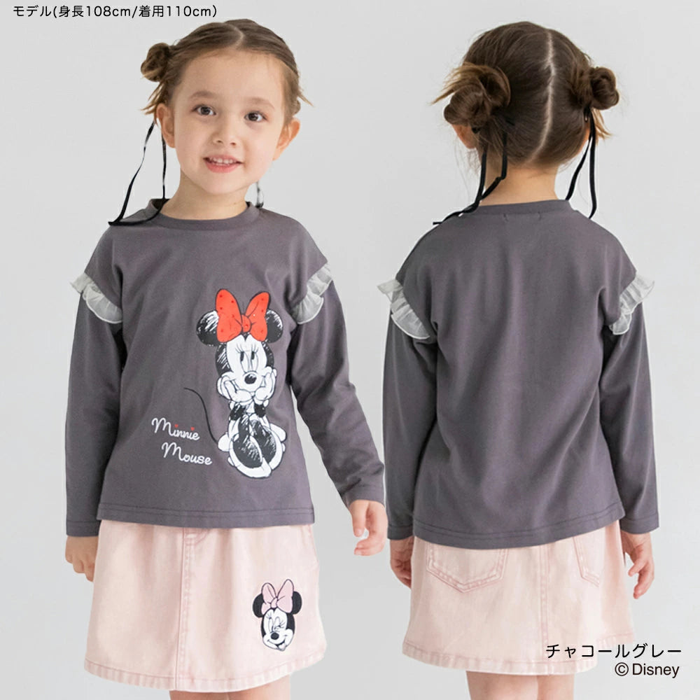 日本童裝 Branshes x Disney 印花長袖上衣 80-150cm 女童款 秋季 TOPS