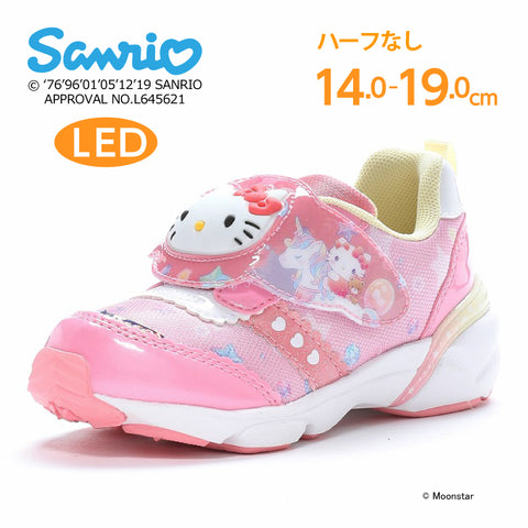 日本直送 moonstar Sanrio Hello Kitty  LED發光 抗菌防臭 健康機能兒童鞋 14-19cm 女童款 鞋系列