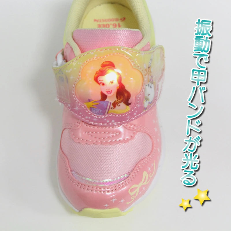 Moonstar x Disney LED Flashing Lights with Ag+ Antibacterial and Deodorant Functional Children's Shoes (14-19cm) Direct from Japan (Girls' Shoes)