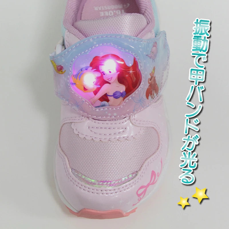 Moonstar x Disney LED Flashing Lights with Ag+ Antibacterial and Deodorant Functional Children's Shoes (14-19cm) Direct from Japan (Girls' Shoes)