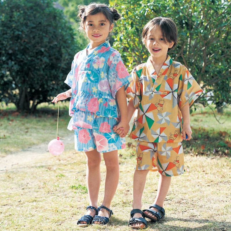 Disney Japanese children's clothing, Jinbei Japanese kimono, 100-150cm, for girls, summer, other brand children's clothing, TOPS PANTS, Japanese Summer Festival Special