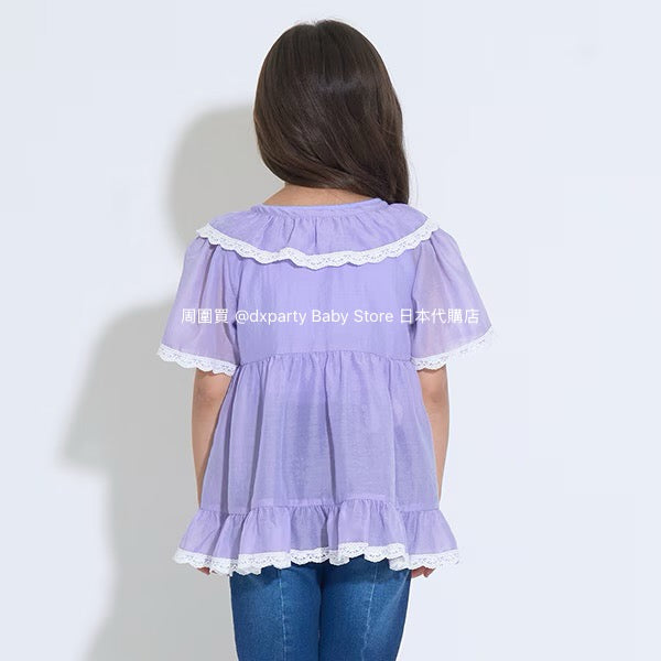 Japanese children's clothing Ly# mine chiffon coat shirt 100-150cm girls summer TOPS OUTERWEAR