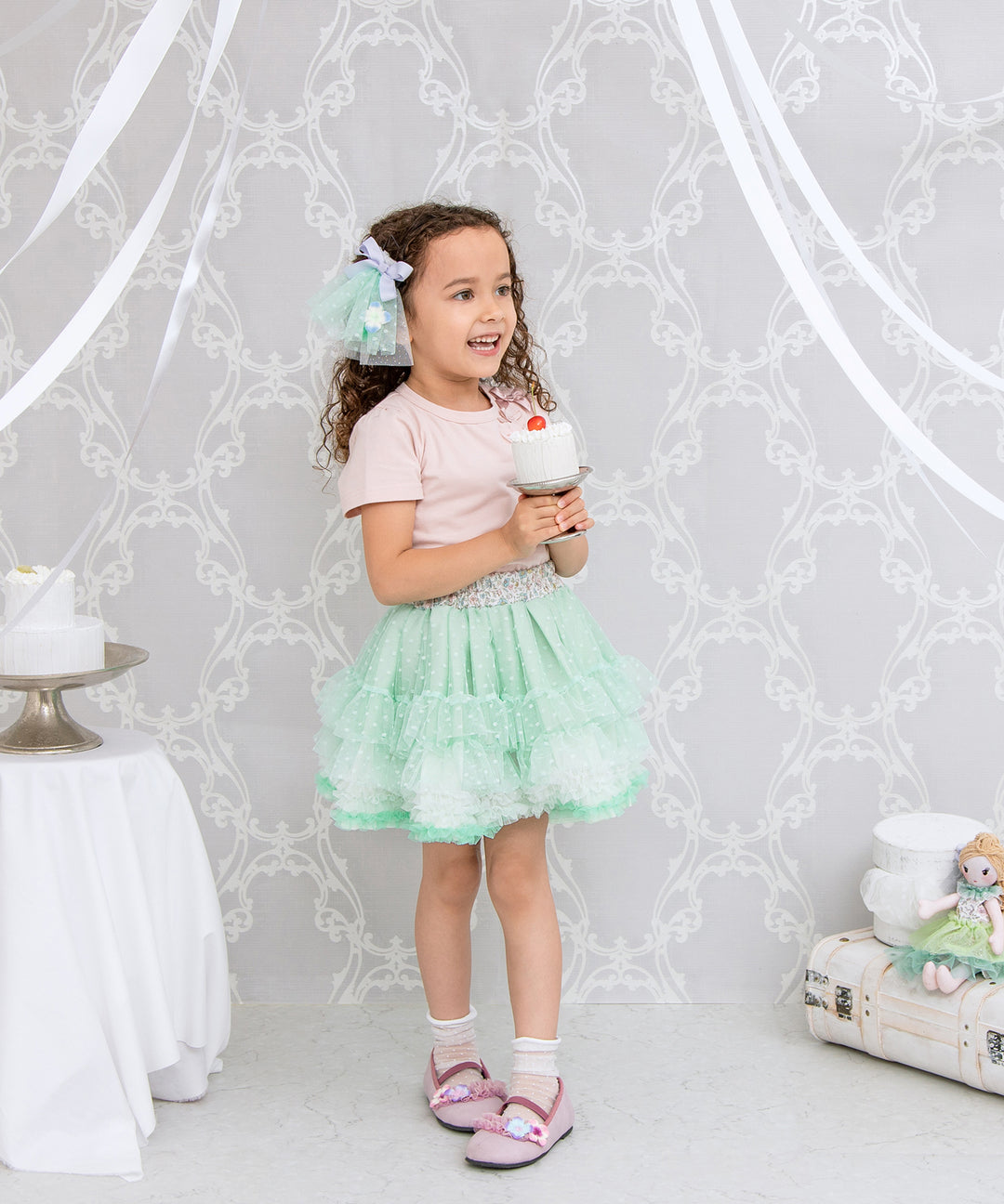 Japanese children's clothing panpantutu UV protection bow top 80-150cm girls summer TOPS
