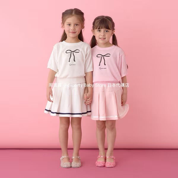 Japanese children's clothing Ly# mine bow print top 110-140cm girls summer TOPS